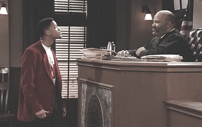 Fresh Prince TV show character walks up to judge who slaps him