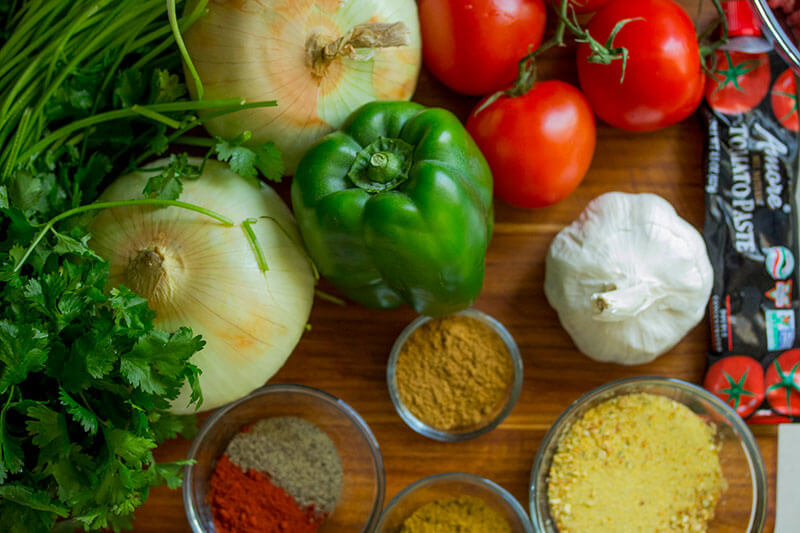 Fruits, veggies, spices