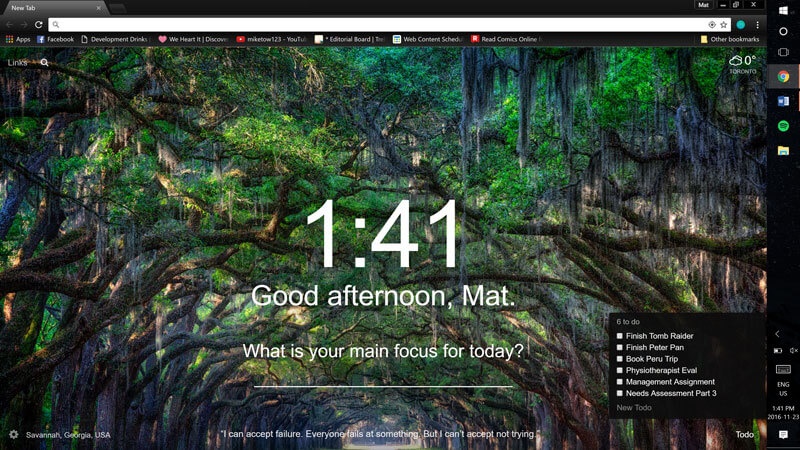 Momentum main app screen