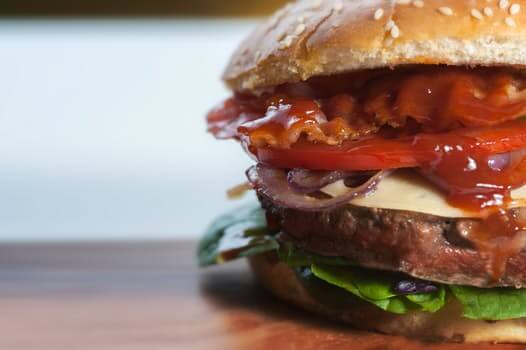 Hamburger on table