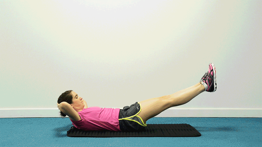 A woman demonstrating leg raises
