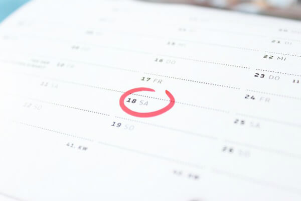 Calendar, date circled 