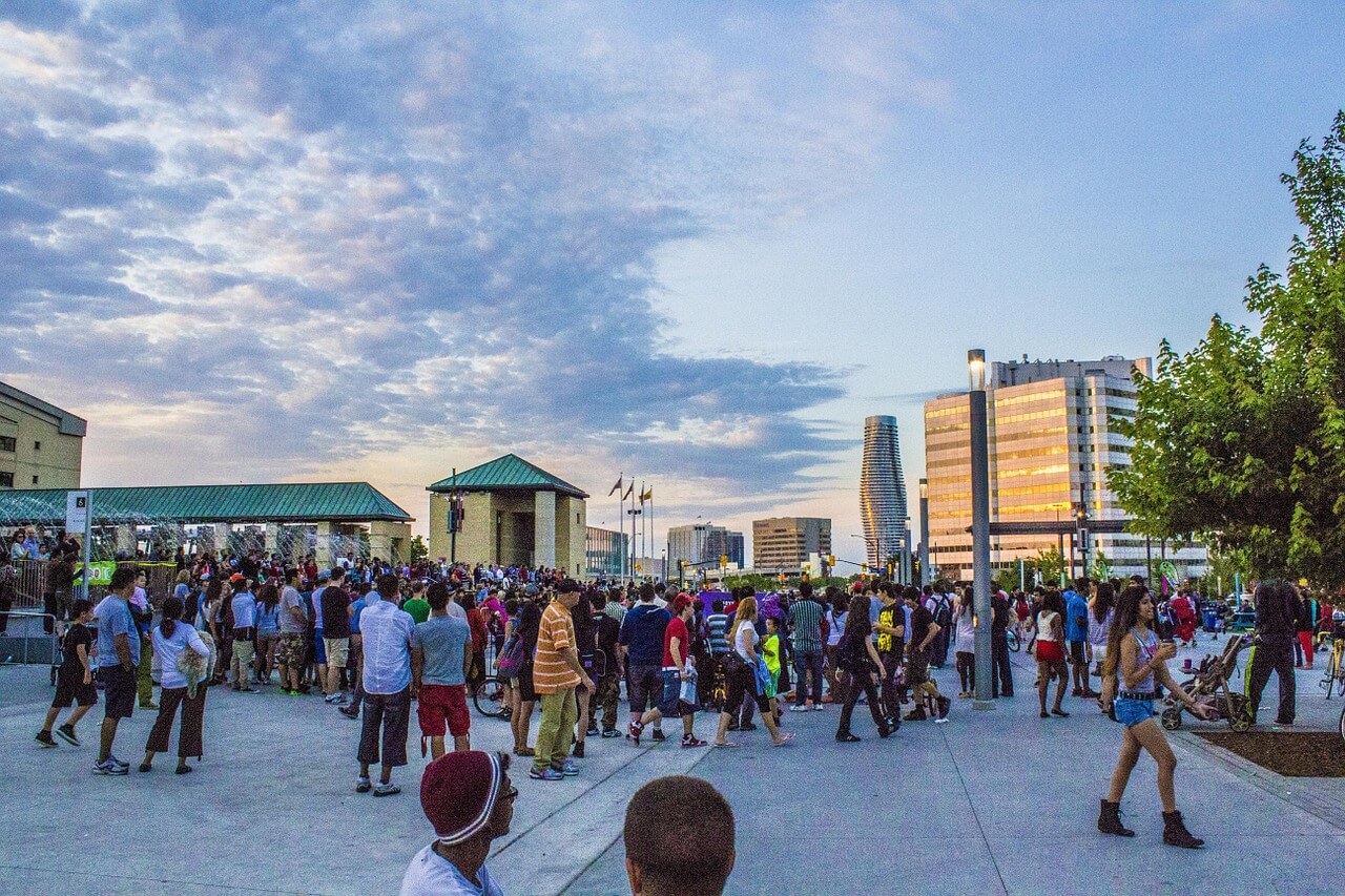 a crowd of people at Mississauga Town Hall