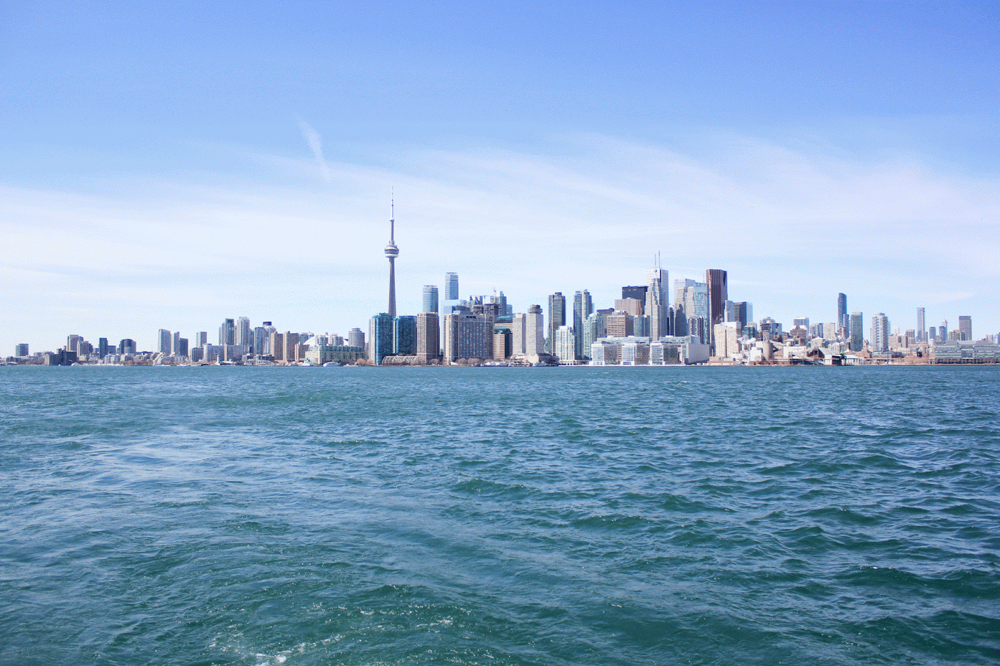 The Toronto skyline viewed from Polson Pier