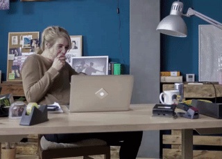 a girl working busily on many things