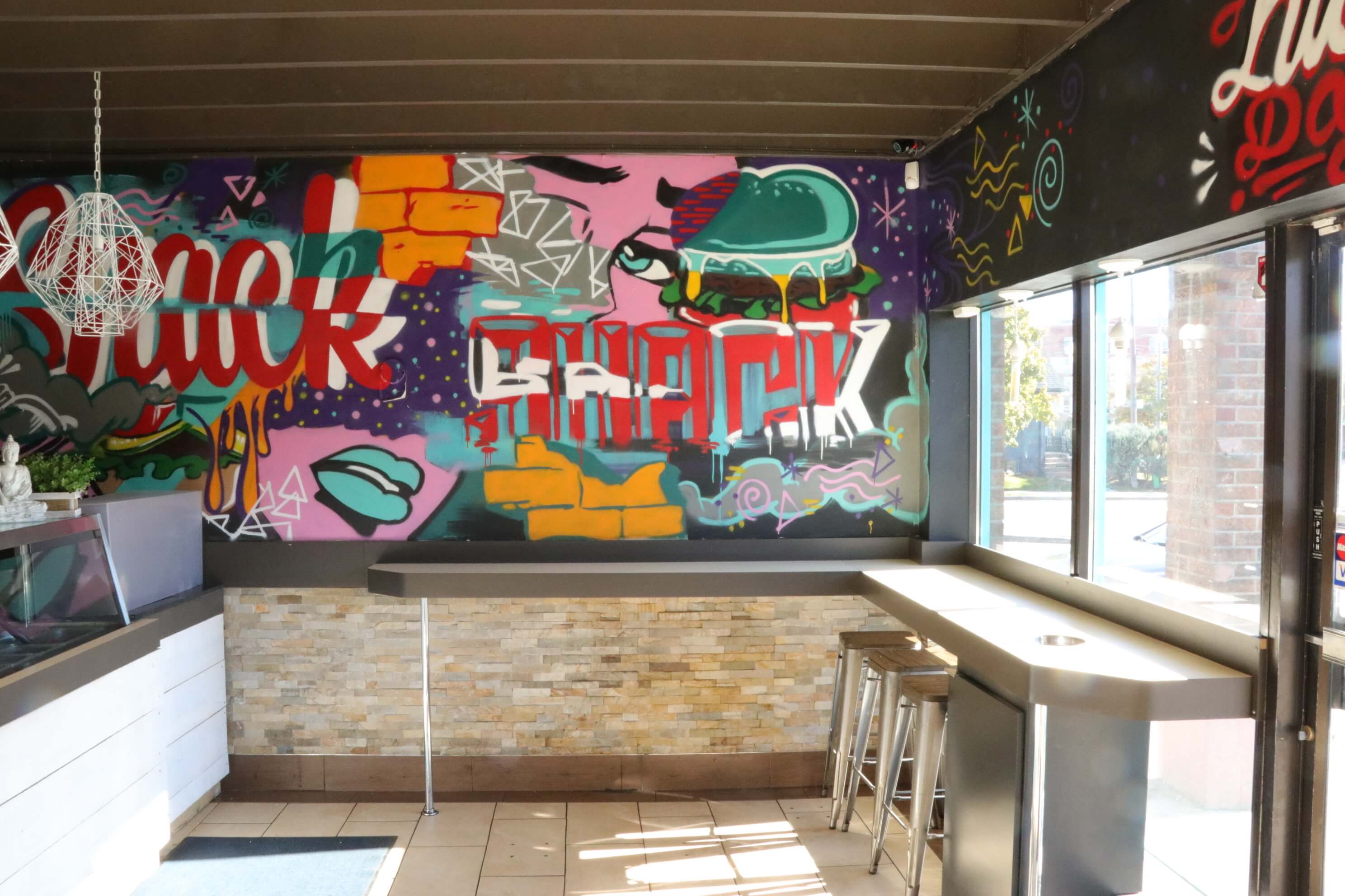 Interior of Snack Shack restaurant on Lake Shore.