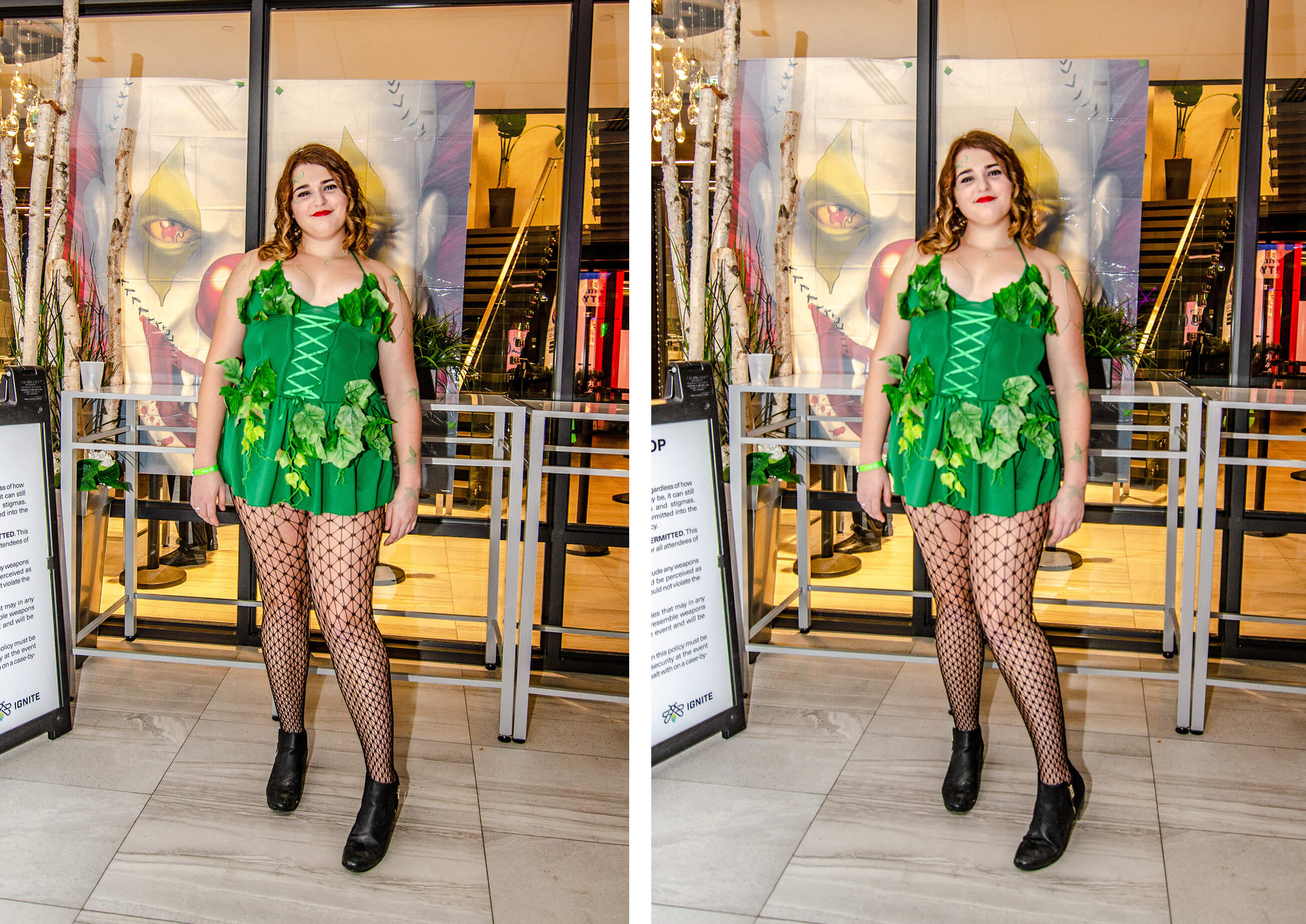Girl dressed as Tinkerbell poses at IGNITE Halloween party