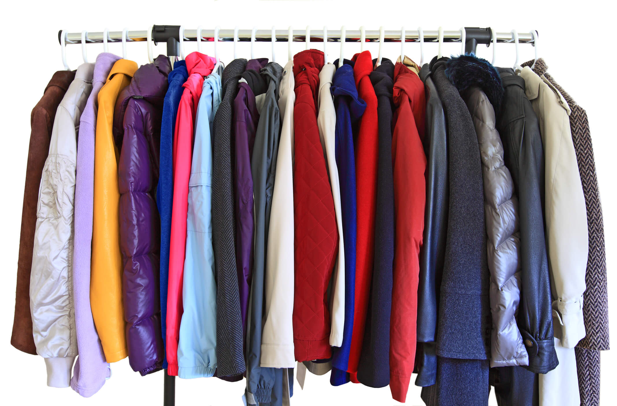 winter coats on rack