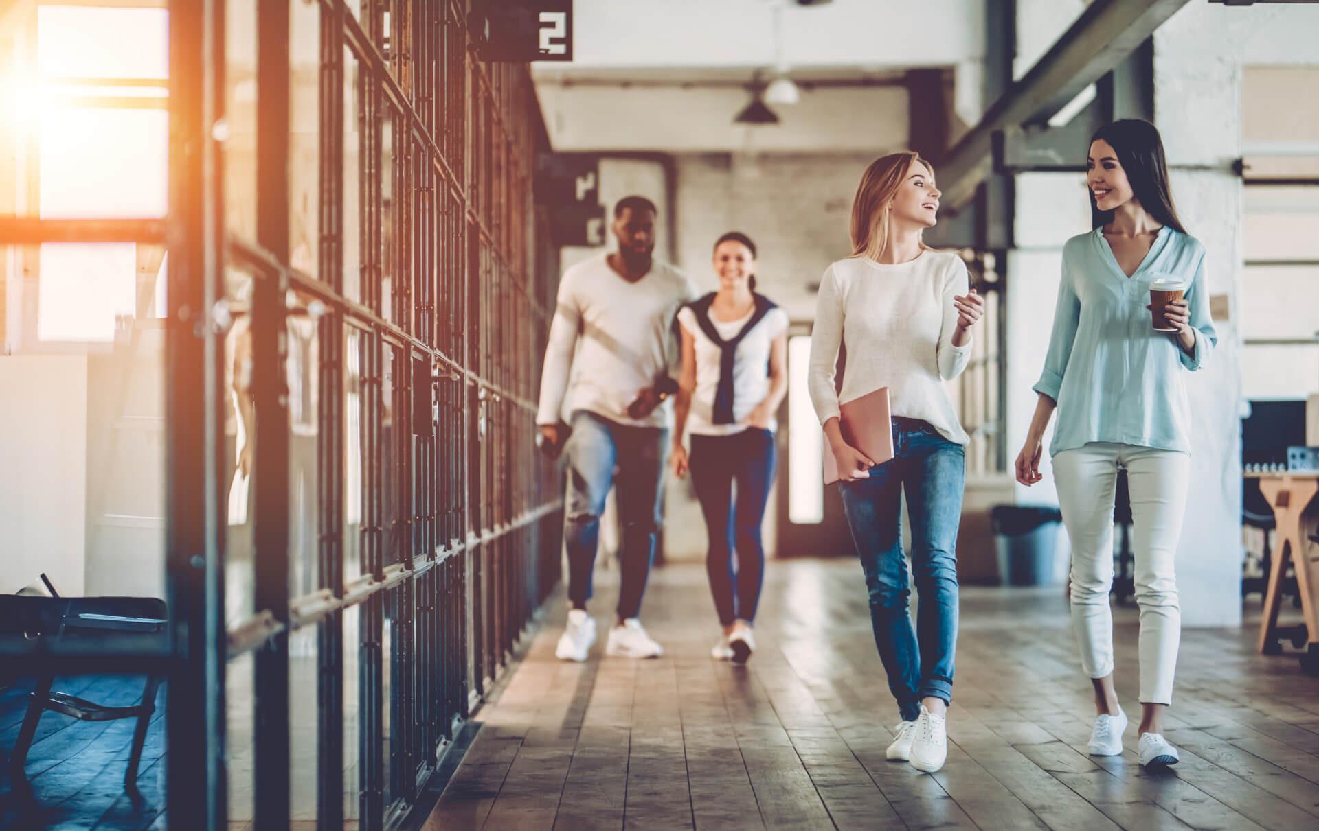 students walking in hallway