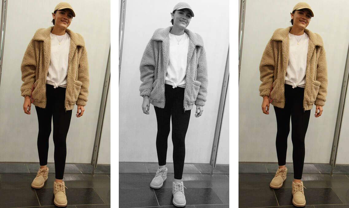 student poses for street styles