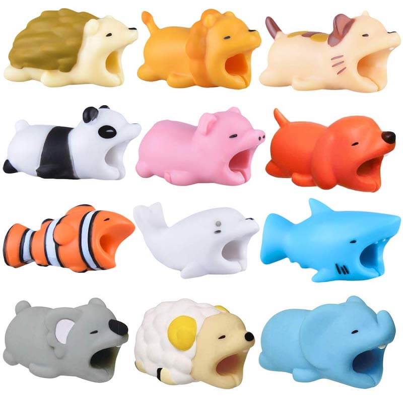 12 assorted animal cable munchers