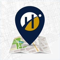 The humber logo within a GPS placement indicator on top of map