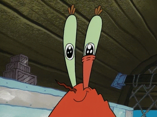 Mr. Krabs from Sponge-Bob twitches his eyes