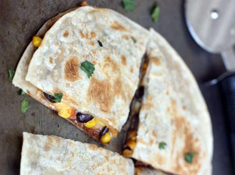 Bean and corn quesadilla