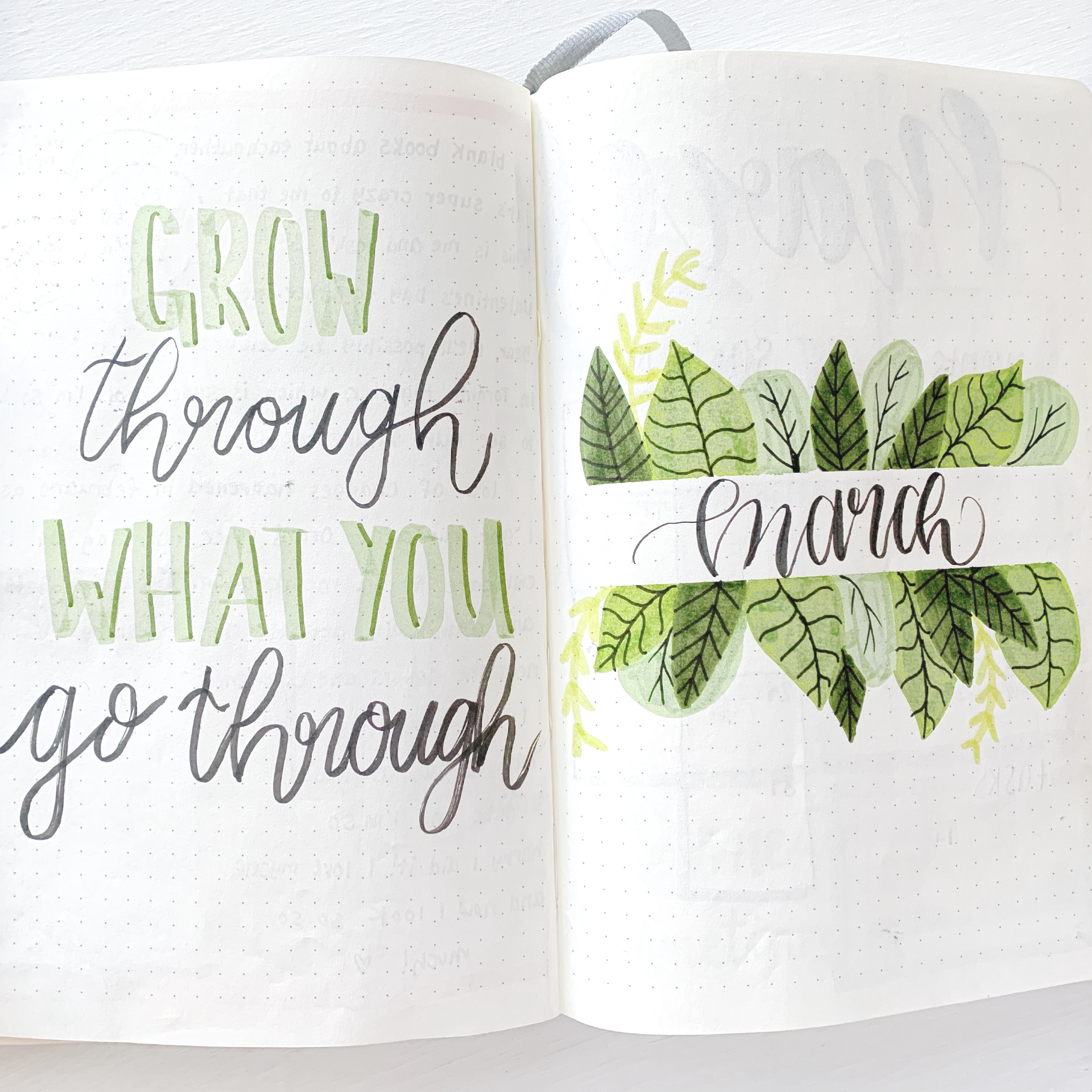 March cover with leaves