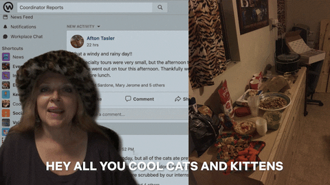 Carol from the Tiger King saying "hey all you cool cats and kittens" 