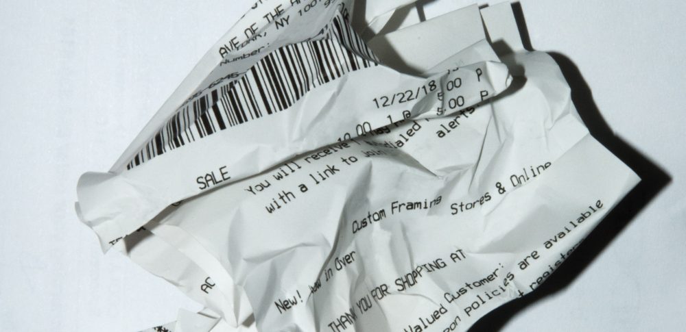 a crumpled receipt 
