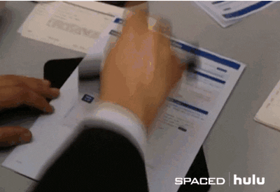 Gif of a hand stamping a piece of paper with the word, "Rejected" in bold red ink.