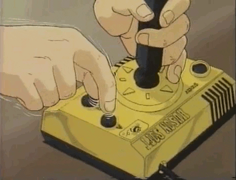 Anime character pushing button on game controller