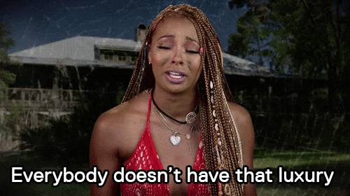 Eva Marcille says, "Everybody doesn't have that luxury," in a confessional on VH1's "Scared Famous" (2017-).